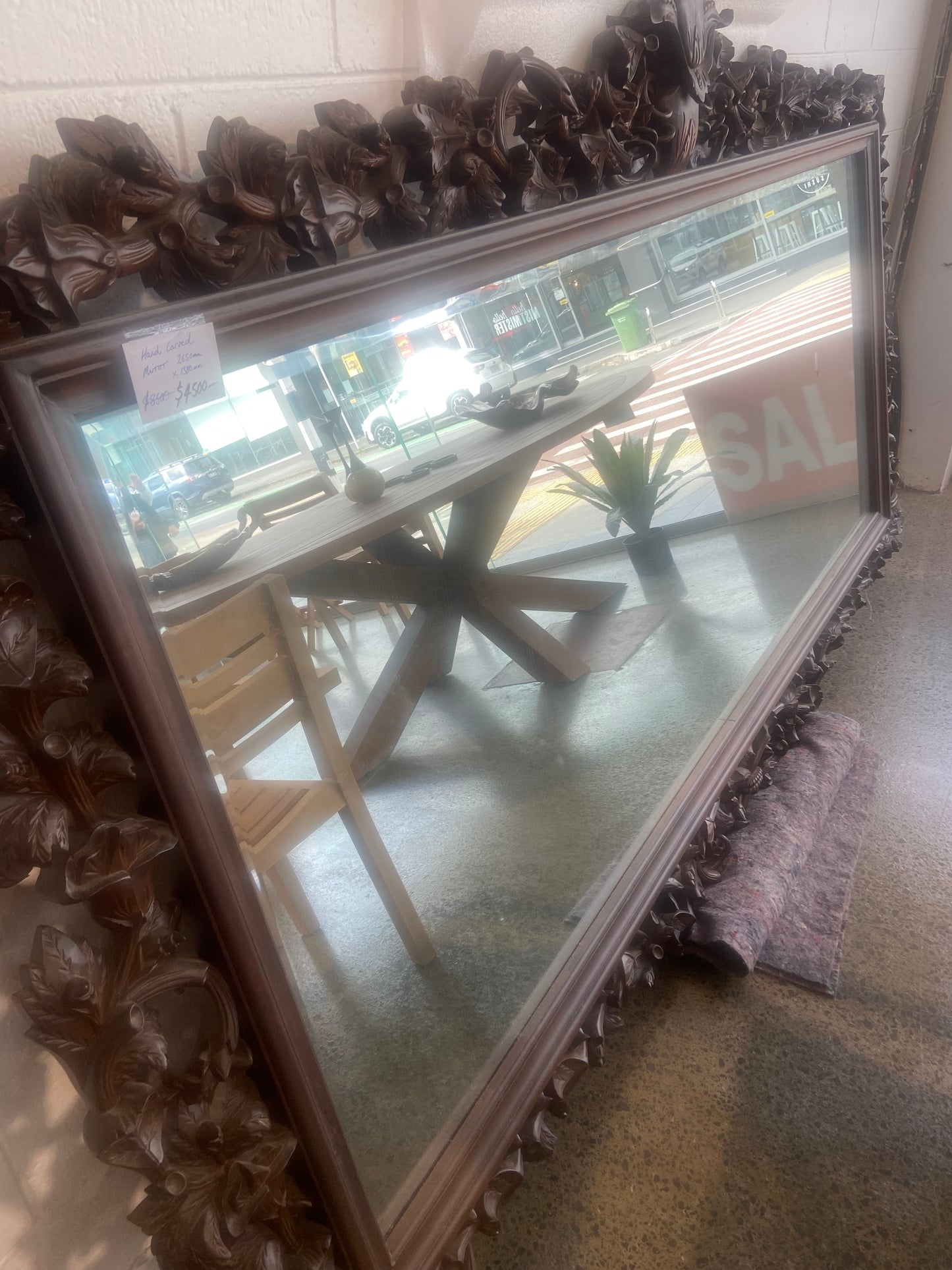 Huge Teak Handcrafted Mirror
