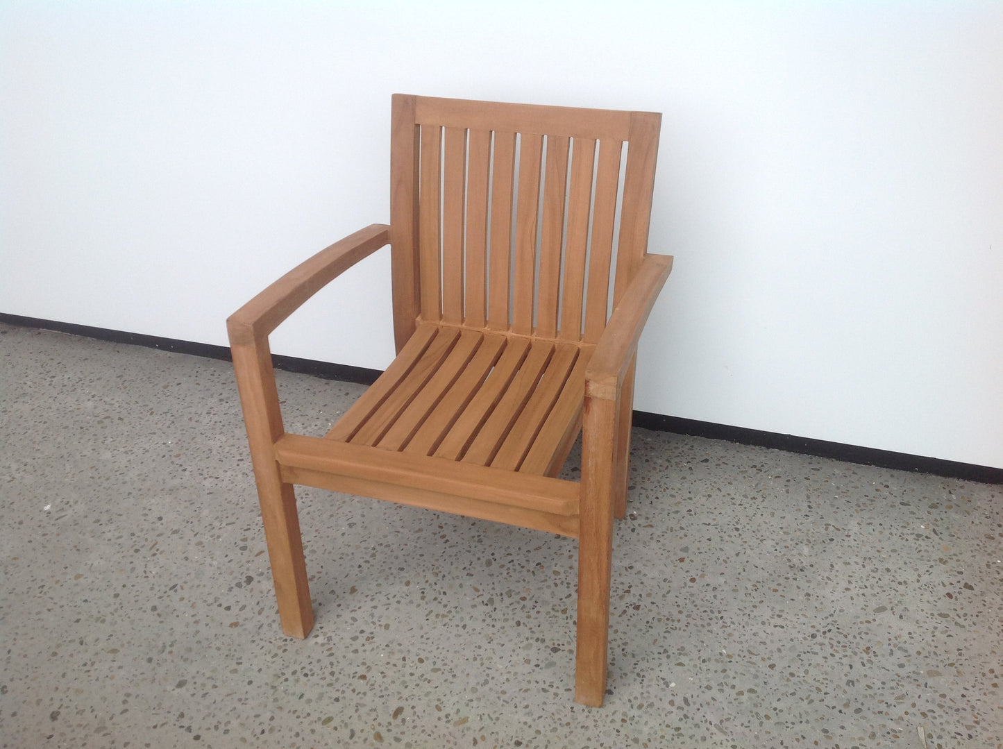 Strong Grade Garden Arm Chair (Stackable). TENNESSEE Chair in Solid Teak.