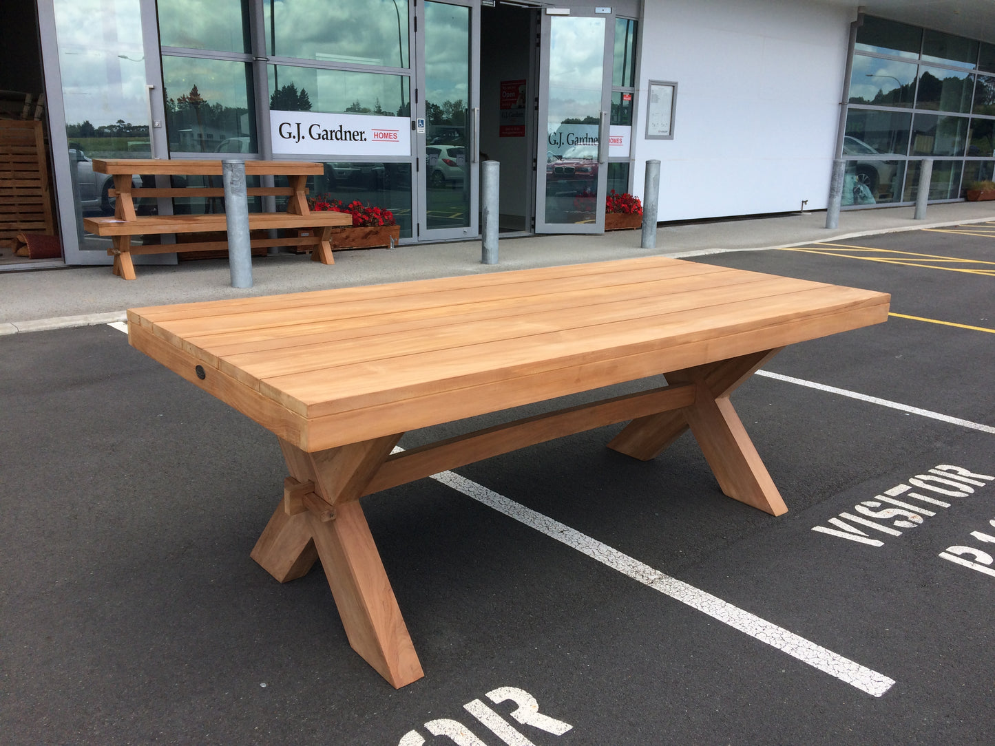 Chunky Solid Teak Trestle Table 1700mm x 900mm  BRONCO