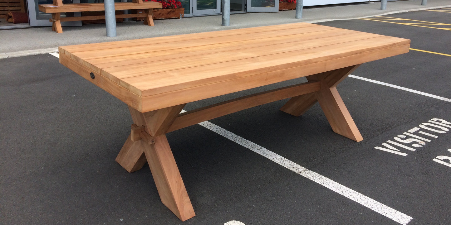 Chunky Solid Teak Trestle Table 1700mm x 900mm  BRONCO