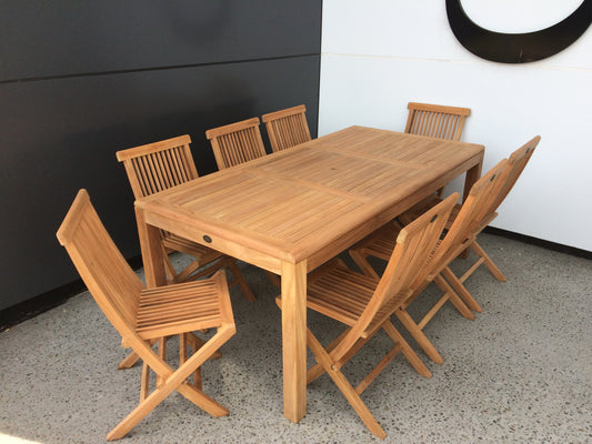Package Deal! Outdoor Table in Soild Teak & 8 Chairs  Order Now! Takapuna Store only.